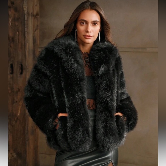 Quilted luxury faux fur vintage fur style winter coat jacket black or cream - Picture 6 of 12